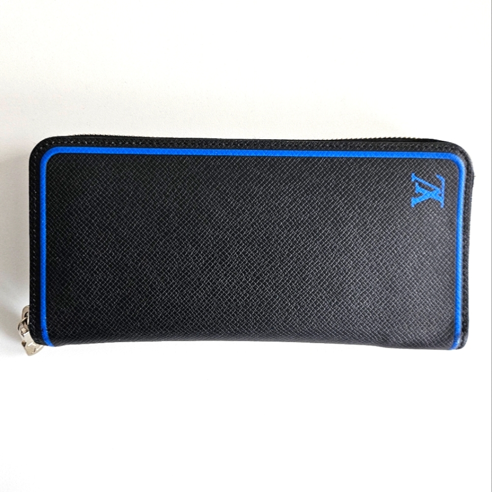 Louis Vuitton Black & Blue Taiga Vertical Long Zippy Wallet - Picture 10 of 11